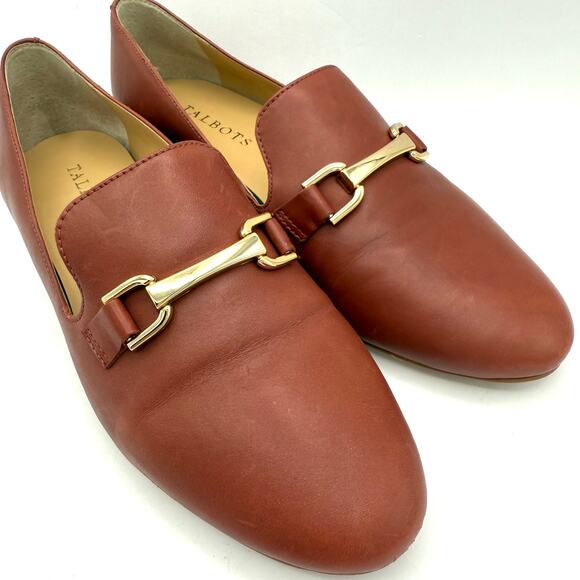 Talbots Women’s Cognac Leather Loafers 8.5M Horsebit Slip-On Flats AS IS - Picture 7 of 12